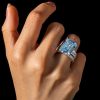 Emerald Cut Aquamarine 3-Piece Wedding Ring Set in Rhodium-Plated Sterling Silver