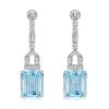 Emerald Cut Aquamarine Drop Earrings - 925 Sterling Silver