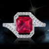 Sterling Silver Ruby Engagement Ring for Women - 3.00 CT Center Stone