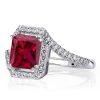 Sterling Silver Ruby Engagement Ring for Women - 3.00 CT Center Stone