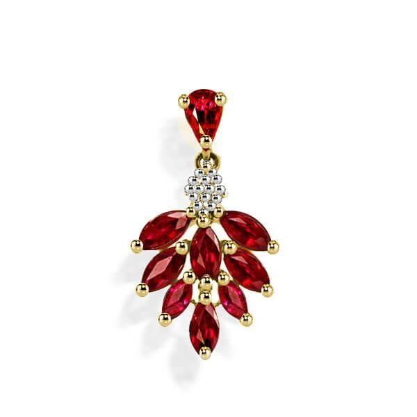 Two-Tone Sterling Silver Created Ruby Flower Fire Drop Earrings