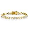 18K Gold Plated Pear Cut White Sapphire Tennis Bracelet with Golden Bezel Setting