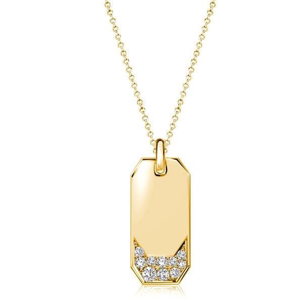 Personalized Initial ID Tag Pendant Necklace for Women, 18K Gold Plated Sterling Silver