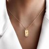 Personalized Initial ID Tag Pendant Necklace for Women, 18K Gold Plated Sterling Silver