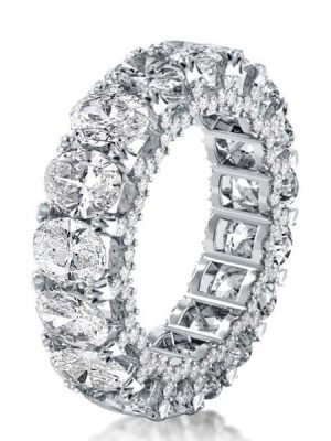 Oval Created White Sapphire Eternity Wedding Band in Sterling Silver