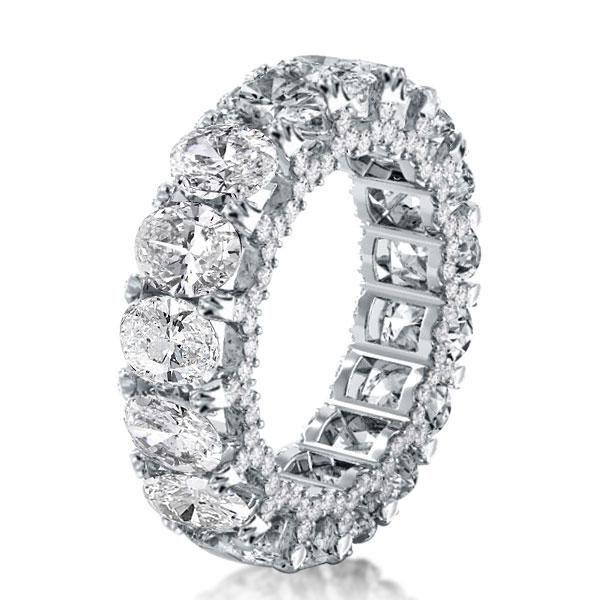 Oval Created White Sapphire Eternity Wedding Band in Sterling Silver