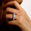 Oval Created White Sapphire Eternity Wedding Band in Sterling Silver