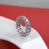 Oval Created White Sapphire Eternity Wedding Band in Sterling Silver