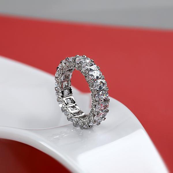 Oval Created White Sapphire Eternity Wedding Band in Sterling Silver