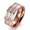Rose Gold & White Sapphire Titanium Steel Men's Wedding Band - Two Row Design