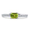 Peridot Emerald Cut Wedding Band for Women - Sterling Silver, Gold & Rose Gold Options