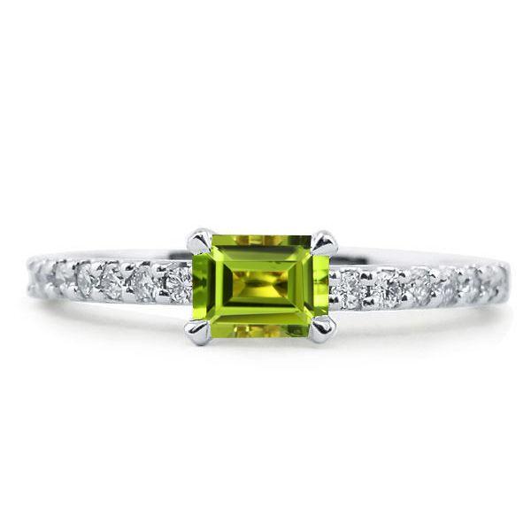 Peridot Emerald Cut Wedding Band for Women - Sterling Silver, Gold & Rose Gold Options