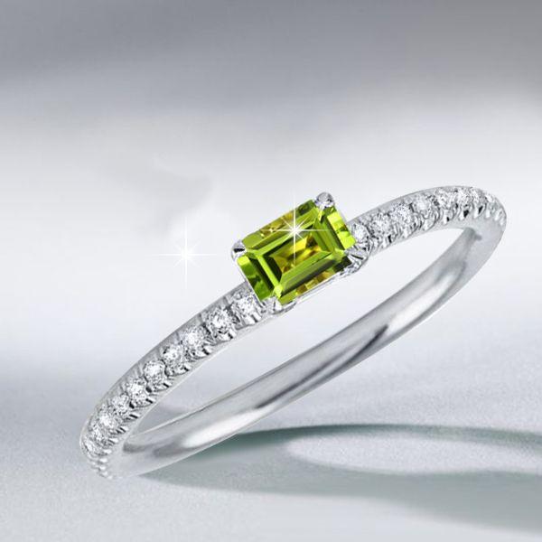 Peridot Emerald Cut Wedding Band for Women - Sterling Silver, Gold & Rose Gold Options