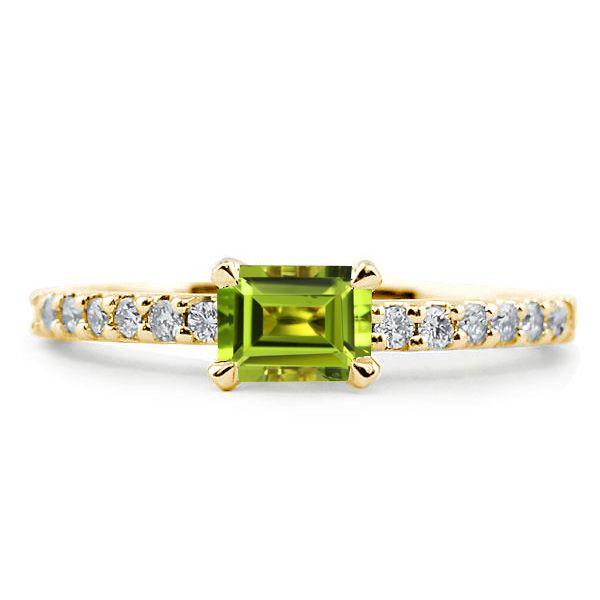 Peridot Emerald Cut Wedding Band for Women - Sterling Silver, Gold & Rose Gold Options