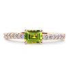Peridot Emerald Cut Wedding Band for Women - Sterling Silver, Gold & Rose Gold Options