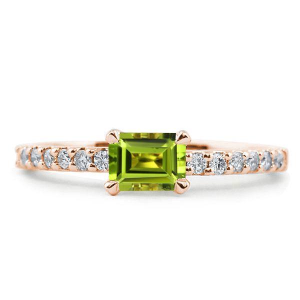 Peridot Emerald Cut Wedding Band for Women - Sterling Silver, Gold & Rose Gold Options