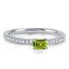 Peridot Emerald Cut Wedding Band for Women - Sterling Silver, Gold & Rose Gold Options