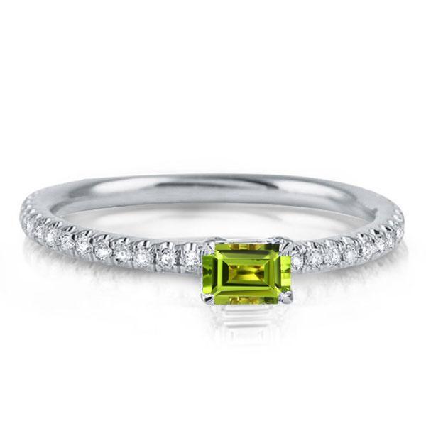 Peridot Emerald Cut Wedding Band for Women - Sterling Silver, Gold & Rose Gold Options