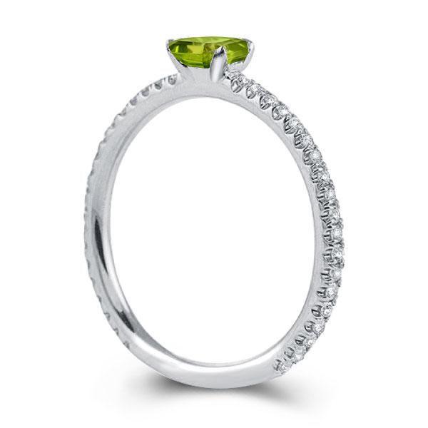 Peridot Emerald Cut Wedding Band for Women - Sterling Silver, Gold & Rose Gold Options