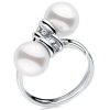 Sterling Silver Bypass Joint Pearl Engagement Ring for Women