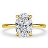 Oval Cut Solitaire Engagement Ring - 18K Gold Plated Sterling Silver, 3CT