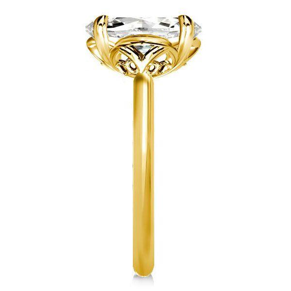 Oval Cut Solitaire Engagement Ring - 18K Gold Plated Sterling Silver, 3CT