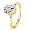 Oval Cut Solitaire Engagement Ring - 18K Gold Plated Sterling Silver, 3CT