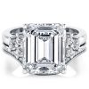White Sapphire Bridal Set - Sterling Silver Six Stone Engagement Ring
