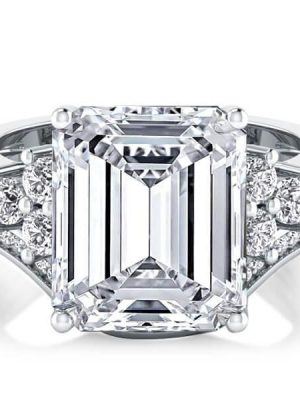 White Sapphire Bridal Set - Sterling Silver Six Stone Engagement Ring