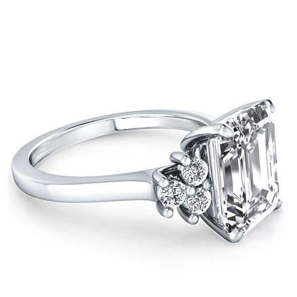 White Sapphire Bridal Set - Sterling Silver Six Stone Engagement Ring