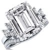 White Sapphire Bridal Set - Sterling Silver Six Stone Engagement Ring