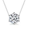 Sterling Silver Round Cut Pendant Necklace - Simple & Elegant