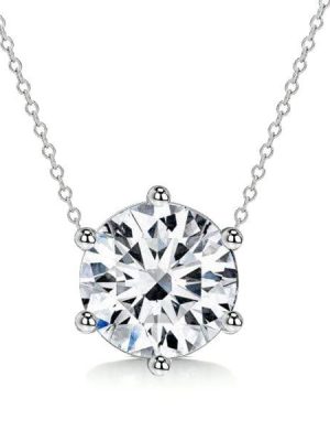 Sterling Silver Round Cut Pendant Necklace - Simple & Elegant