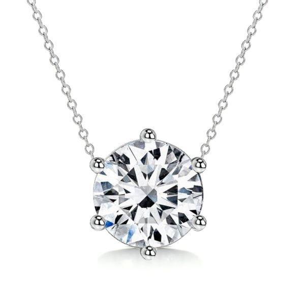 Sterling Silver Round Cut Pendant Necklace - Simple & Elegant