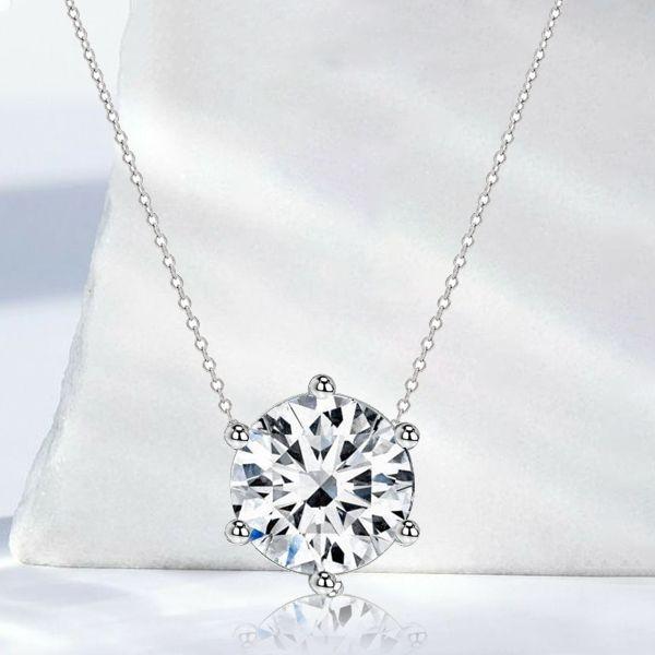 Sterling Silver Round Cut Pendant Necklace - Simple & Elegant