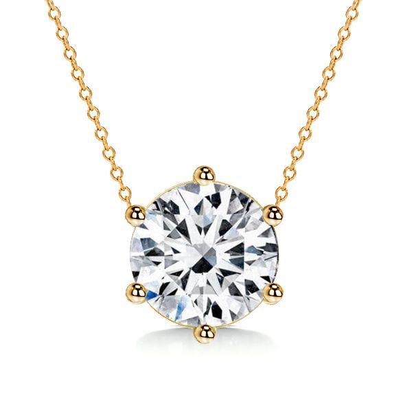 Sterling Silver Round Cut Pendant Necklace - Simple & Elegant