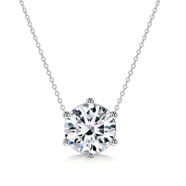 Sterling Silver Round Cut Pendant Necklace - Simple & Elegant