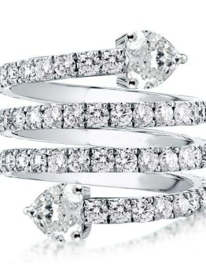 Multi Row Spiral Engagement Ring in Rhodium-Plated 925 Sterling Silver
