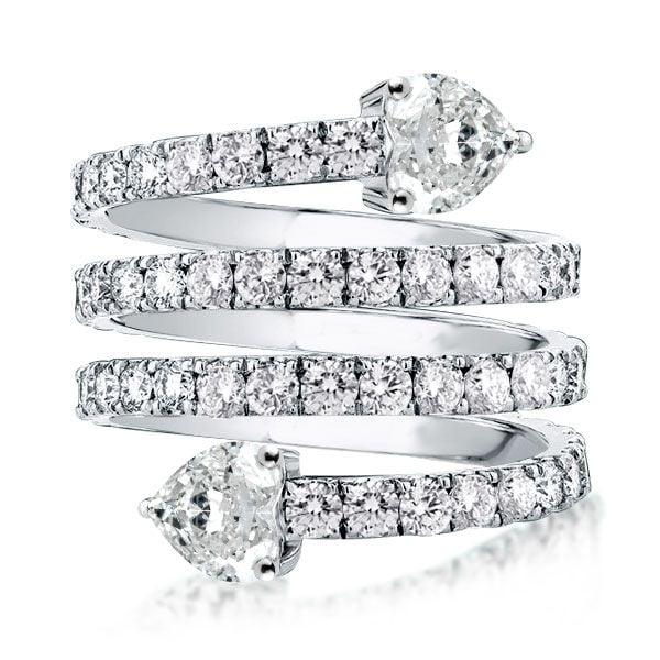 Multi Row Spiral Engagement Ring in Rhodium-Plated 925 Sterling Silver