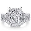 Three Stone White Sapphire Wedding Band Set in Sterling Silver