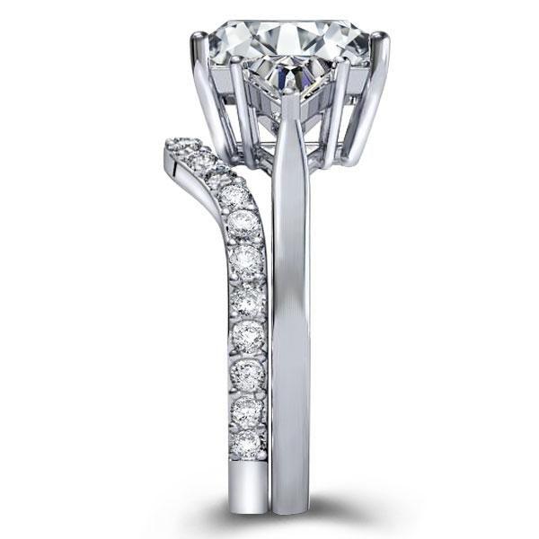 Three Stone White Sapphire Wedding Band Set in Sterling Silver