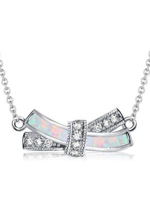 Opal Knot Necklace for Women - 925 Sterling Silver Pendant