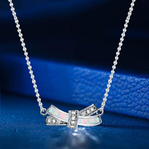 Opal Knot Necklace for Women - 925 Sterling Silver Pendant
