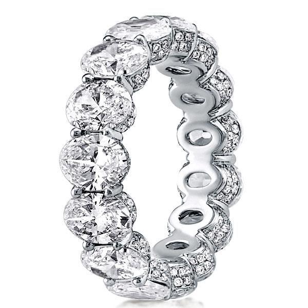 Classic Oval Cut Sterling Silver Shared Prong Wedding Band - 9.5 CTW