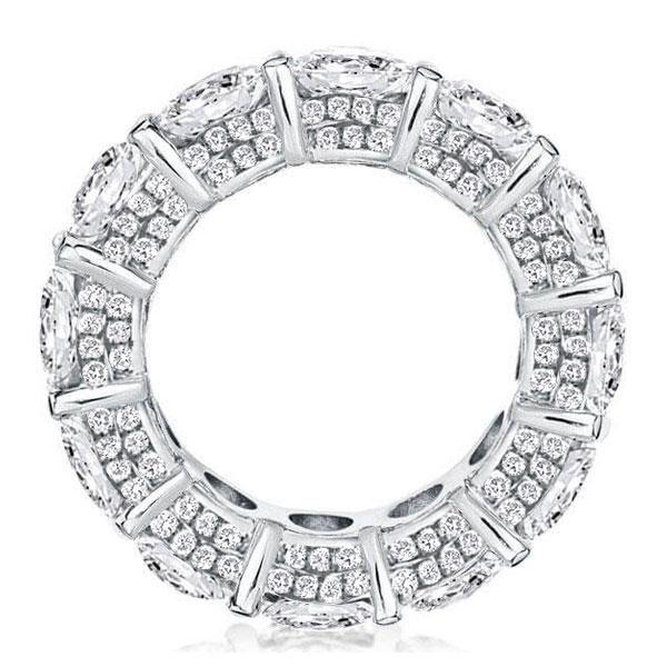 Classic Oval Cut Sterling Silver Shared Prong Wedding Band - 9.5 CTW