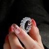 Classic Oval Cut Sterling Silver Shared Prong Wedding Band - 9.5 CTW