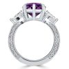 Marquise Cut Created Amethyst Engagement Ring in Rhodium Plated Sterling Silver