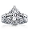 Three Stone Pear Created White Sapphire Bridal Jewelry Set in Sterling Silver