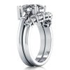 Three Stone Pear Created White Sapphire Bridal Jewelry Set in Sterling Silver