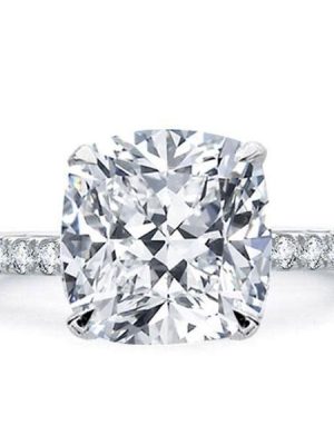 Cushion Cut White Sapphire Engagement Ring - Sterling Silver, Affordable & Classic